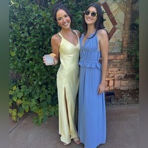 Show Me Your Mumu Anderson Maxi Dress Pale Yellow Satin XS